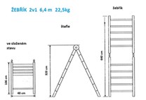 Teleskopické  hliníkové štafle / žebřík RONO   3,2 + 3,2m  / 6.4m