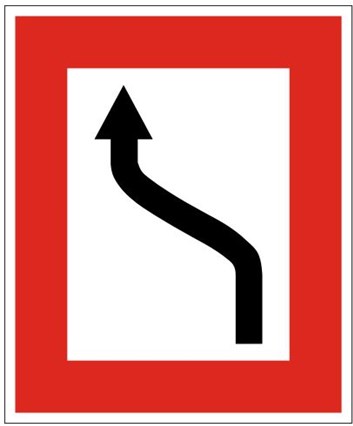 Plavební znak B2a - Příkaz plout ke straně plavební dráhy, která je po levém boku