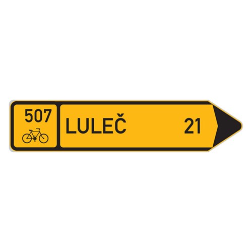 Dopravní značka - Informativní kategorie - Směrová tabule pro cyklisty (s jedním cílem), IS19c, 850 x 200mm