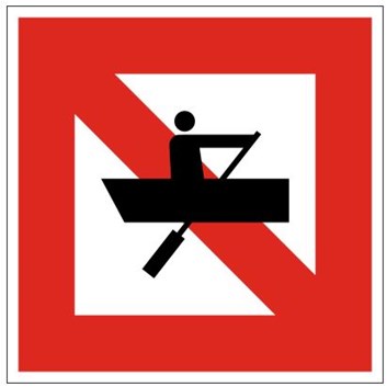 Plavební znak A16 - Zákaz plavby plavidel, která nejsou plachetnicemi ani nemají vlastní pohon