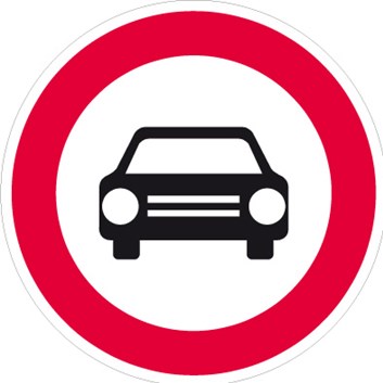 Dopravní značka B3 - Zákaz vjezdu všech motorových vozidel s výjimkou motocyklů bez postranního vozíku