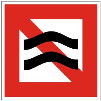 Plavební znak A9 - Zákaz vytvářet vlnobití nebo sání