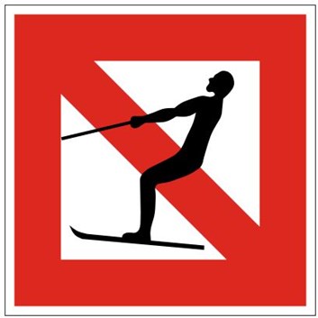 Plavební znak A14 - Zákaz vodního lyžování