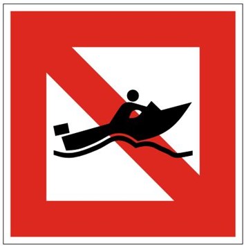Plavební znak A18 - Zákaz plavby malých plavidel dosahujícíh vysoké rychlosti