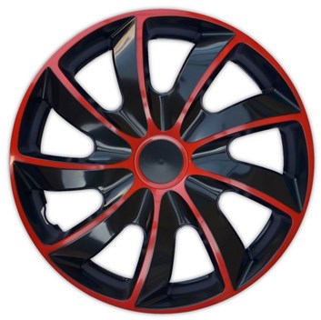 Poklice na kola - kryty kola bi-color Black/Red 15"