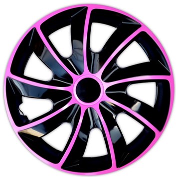 Poklice na kola - kryty kola bi-color Black/Pink 15"