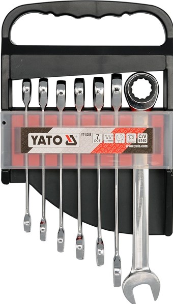 Yato Sada klíčů očkoplochých 7ks 10-19 mm ráčnové YT-0208