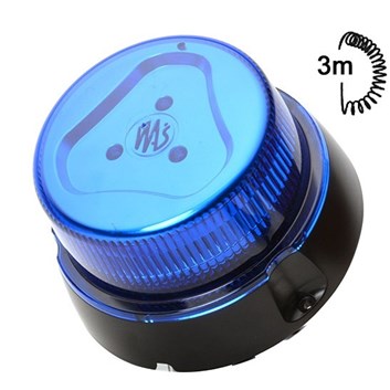 Maják magnetický LED modrý ,12/24V, kabel 3m, zástrčka, W112
