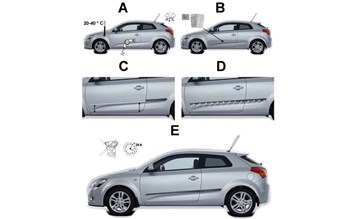 Kvalitní samolepící lišty na ochranu bočních dveří VW Golf VI r.v. 2008-2011