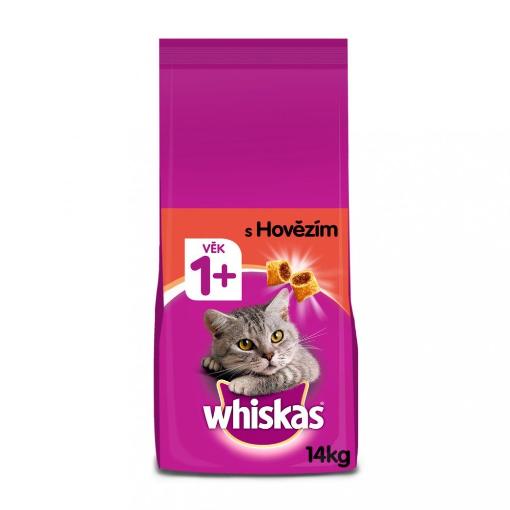 Whiskas granule s hovězím pro dospělé kočky 14 kg