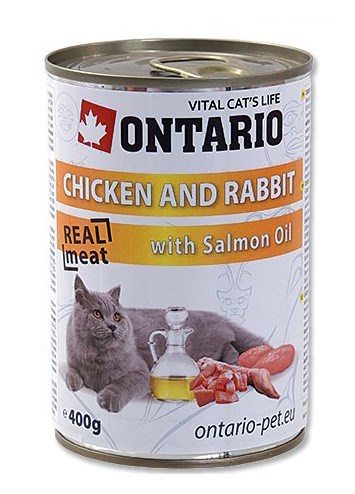 ONTARIO konzerva Chicken, Rabbit, Salmon Oil 400 g