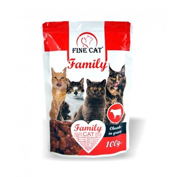 FINE CAT Family kapsička pro kočky s HOVĚZÍM 100g