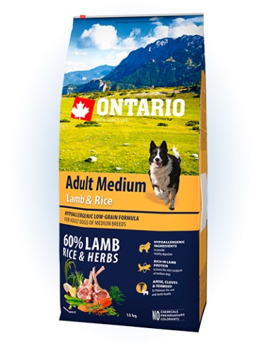 Ontario Adult Medium Lamb & Rice - 12KG