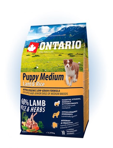 Ontario Puppy Medium Lamb & Rice - 2,25