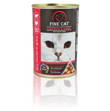 FINE CAT konzerva pro kočky DUO Hovězí s Krůtím 415g