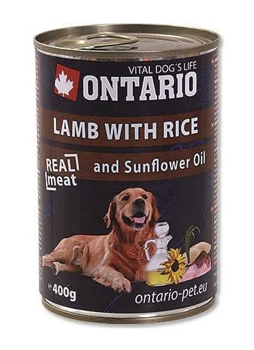 ONTARIO konzerva Lamb, Rice, Sunflower Oil 400 g