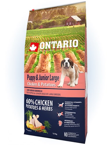Ontario Puppy & Junior Large Chicken & Potatoes - 12KG