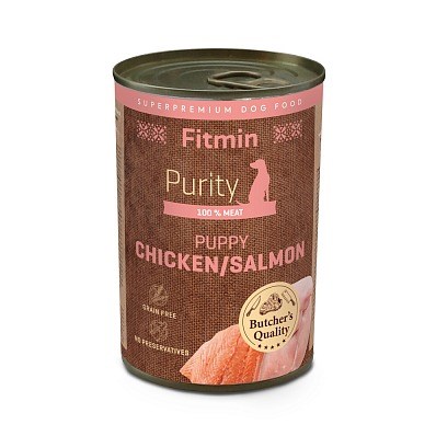 Fitmin Purity Konzerva kuřecí s lososem pro štěňata 400 g