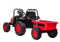 Velký dětský elektrický traktor  s vlekem s 2,4G dálkovým ovladačem , červený