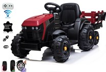 Dětský elektrický farmářský traktor s vlekem  a 2,4G dálkovým ovladačem , červený