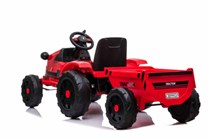 Dětský elektrický traktor s vlekem červený