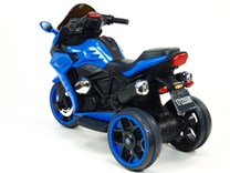 Motorka - Tricykl Dragon s mohutnými výfuky,motory 2x12V,digiplayer USB,Mp3,voltmetr,LED osvětlení , modrá