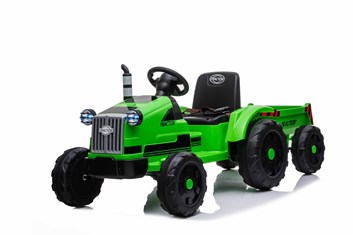 Dětský elektrický traktor s 2,4G DO s vlekem, zelený - SESTAVENÉ