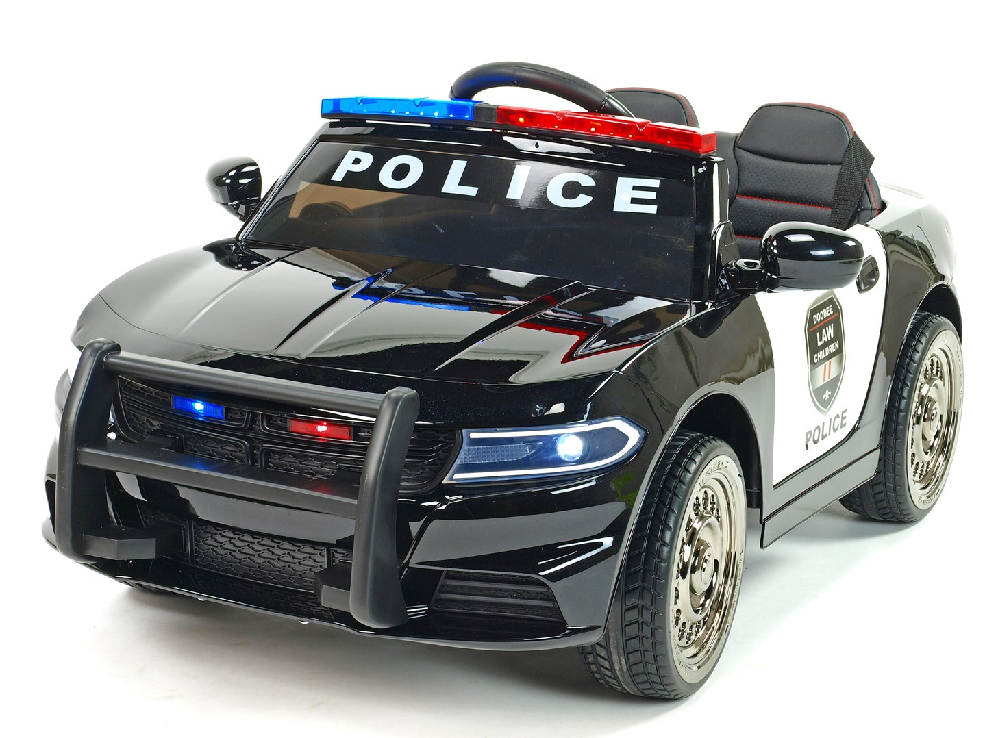 Policejní elektrické autíčko s májákem, sirénou a megafonem