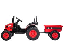 Velký dětský elektrický traktor  s vlekem s 2,4G dálkovým ovladačem , červený