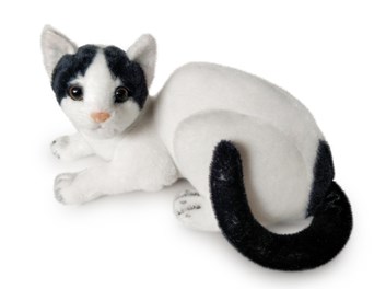 Plyšová ležící  kočka turecká bílo-černá