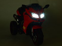 Motorka - Tricykl Dragon s osvětlenými koly,motory 2x6V,pérováním nápravy,digiplayer USB,Mp3,voltmetr,LED osvětlení R12006.blue