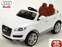 Dětské elektrické autíčko Audi Q7 s 2,4G DO a čalouněnou sedačkou a odpruženou nápravou - HLQ7 2,4G. Bílá