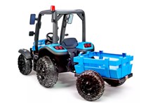 Dětský elektrický traktor s přívěsným vozíkem Upper Version - modrý