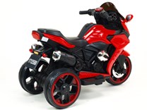 Motorka - Tricykl Dragon s mohutnými výfuky,motory 2x12V,digiplayer USB,Mp3,voltmetr,LED osvětlení , červená
