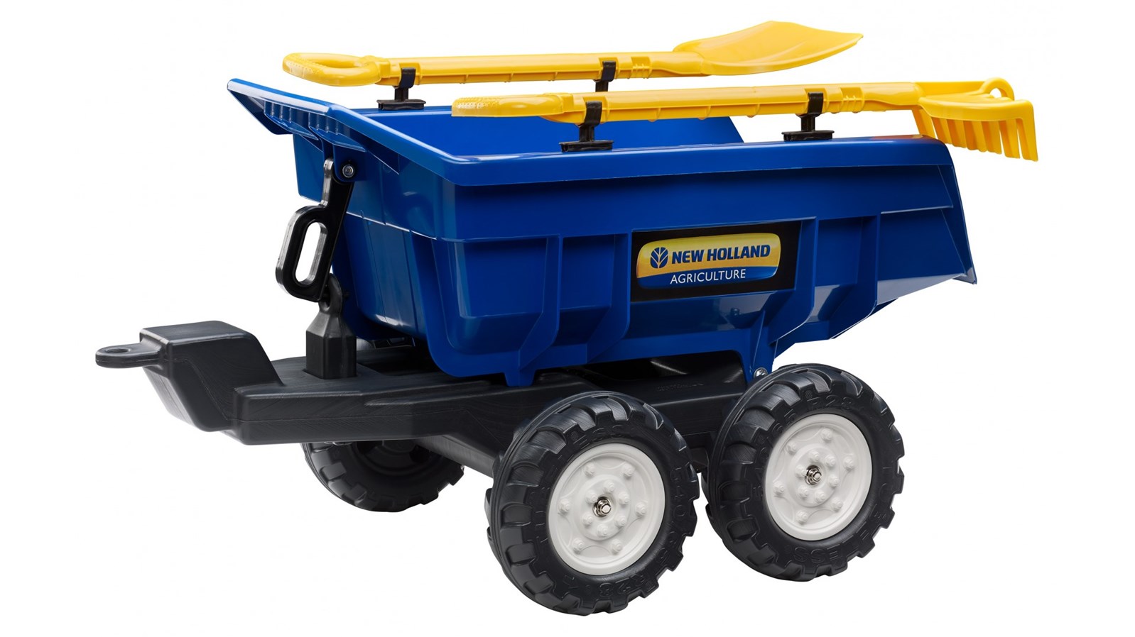 Vlek za traktor dvounápravový s nářadím , výklopný , délka 87cm  modrý