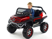 Dětský elektrický džíp Mercedes Benz Unimog, dvoumístný červený Jiřík 3 roky