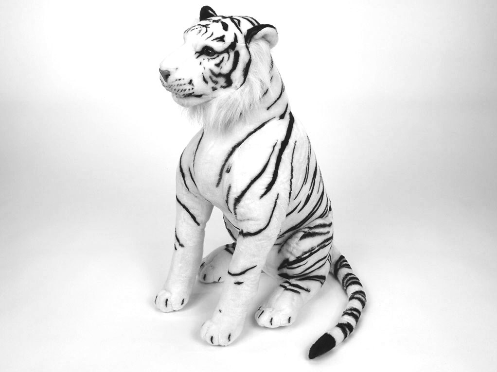 Plyšový tygr bílý sedící