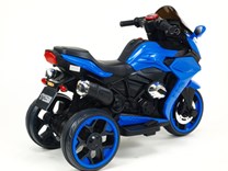 Motorka - Tricykl Dragon s mohutnými výfuky,motory 2x12V,digiplayer USB,Mp3,voltmetr,LED osvětlení , modrá