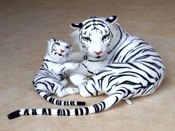 Plyšový tygr bílý s mládětem - II.jakost