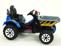 Dětský elektrický traktor Kingdom s přední vanou -  modrý