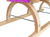 Dřevěné dětské sáňky s fialovým průpletem a ohrádkou (se zvýšenou nosností)