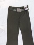 Khaki zelené elastické kalhoty s páskem S