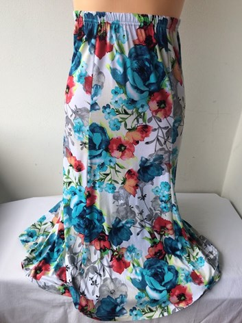 Letní modrá sukně s květy   HUJIP