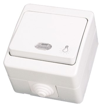 Tlačítko s piktogramem světlo s kontrolkou bílé voděodolné