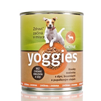 Yoggies monoproteinová zvěřinová konzerva pro psy s dýní a pupálkovým olejem 800g