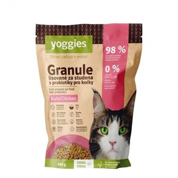Yoggies Granule pro kočky s kuřecím masem, lisované za studena 400 g