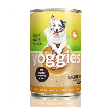 Yoggies monoproteinová konzerva pro psy s kachním masem, brusinkami a kloubní výživou 1200 g