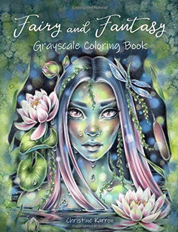 Fairy and Fantasy, grayscale colouring book, Christine Karron