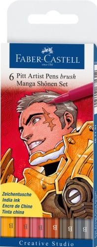 Faber-Castell, 167131, PITT artist pen, brush popisovače, Manga shonen, 6 ks