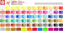 Sakura, KOI, sada akvarelových barev, 72 odstínů